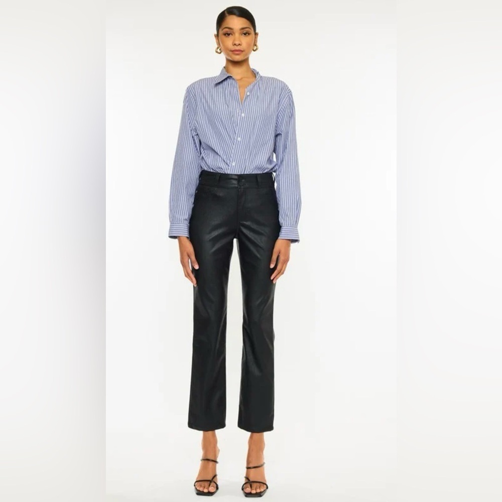 NWOT KanCan Faux Leather Cropped Straight Leg - Picture 2 of 6